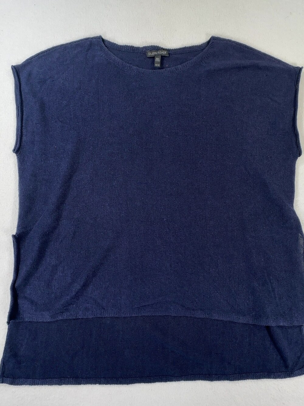 Eileen Fisher Sleeveless Sweater Top Navy Blue Women's Size XS